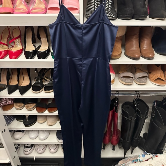 Navy blue silky pants romper. - Picture 4 of 10